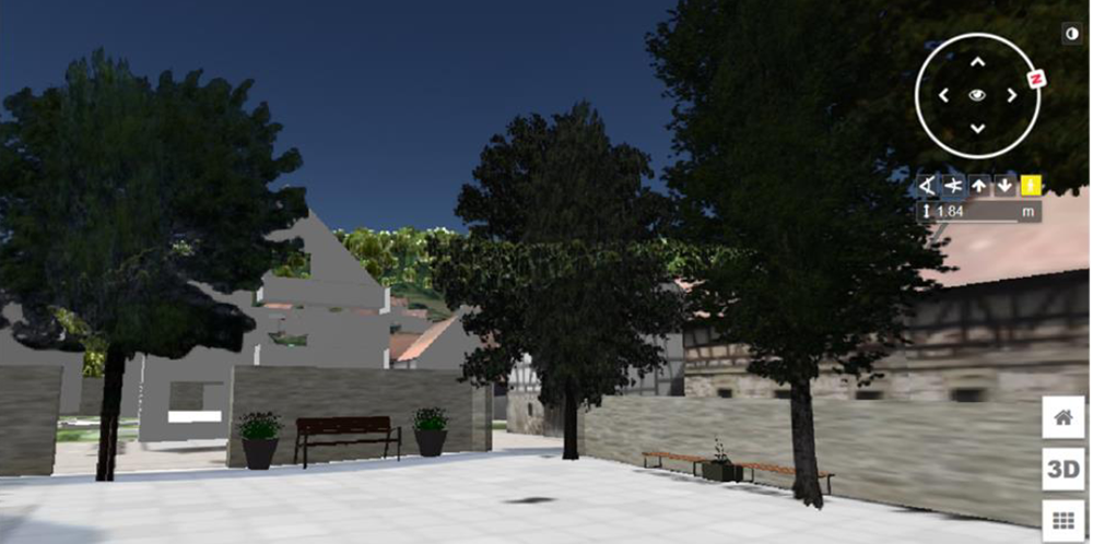 Smart Villages- Marktplatz mit Bank